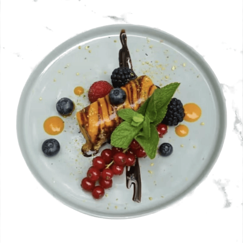 Fresh house-made protein bar with berries and mint